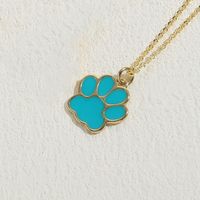 Cute Classic Style Paw Print Copper 14k Gold Plated Pendant Necklace In Bulk sku image 8