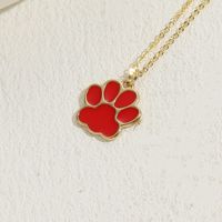 Cute Classic Style Paw Print Copper 14k Gold Plated Pendant Necklace In Bulk sku image 9