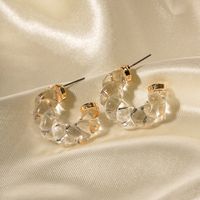 1 Paire Style Ig La Réponse Transparent Placage Transparent Résine Plaqué Or 18k Des Boucles D'oreilles main image 3