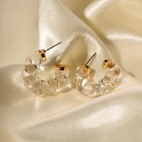 1 Pair Ig Style The Answer Transparent Plating Transparent Resin 18k Gold Plated Earrings main image 5