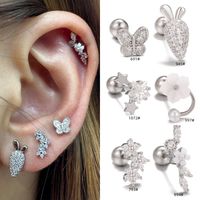 1 Piece Ig Style Simple Style Star Heart Shape Carrot Plating Inlay Brass Zircon 18k Gold Plated White Gold Plated Ear Studs main image 1