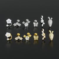 1 Piece Ig Style Simple Style Star Heart Shape Carrot Plating Inlay Brass Zircon 18k Gold Plated White Gold Plated Ear Studs main image 5