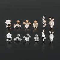 1 Piece Ig Style Simple Style Star Heart Shape Carrot Plating Inlay Brass Zircon 18k Gold Plated White Gold Plated Ear Studs main image 4