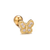 1 Piece Ig Style Simple Style Star Heart Shape Carrot Plating Inlay Brass Zircon 18k Gold Plated White Gold Plated Ear Studs sku image 1