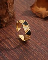Modern Style Simple Style Korean Style Triangle Copper Plating Inlay Zircon 18k Gold Plated Open Rings main image 1