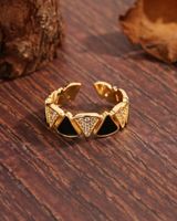 Modern Style Simple Style Korean Style Triangle Copper Plating Inlay Zircon 18k Gold Plated Open Rings main image 3