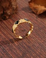 Modern Style Simple Style Korean Style Triangle Copper Plating Inlay Zircon 18k Gold Plated Open Rings main image 2