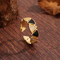 Modern Style Simple Style Korean Style Triangle Copper Plating Inlay Zircon 18k Gold Plated Open Rings sku image 1