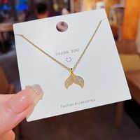 Simple Style Fish Tail Titanium Steel Plating Inlay Zircon Gold Plated Pendant Necklace main image 1