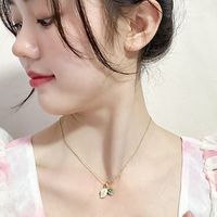 Simple Style Leaves Titanium Steel Plating Inlay Zircon Gold Plated Pendant Necklace main image 1