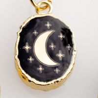 Copper Simple Style Korean Style Enamel Plating Inlay Star Moon Zircon Pendant Necklace sku image 1