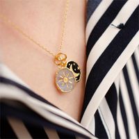 Copper Simple Style Korean Style Enamel Plating Inlay Star Moon Zircon Pendant Necklace main image 4