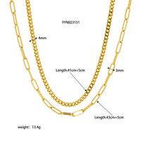 201 Edelstahl 18 Karat Vergoldet Einfacher Stil Überzug Einfarbig Geschichtete Halskette sku image 1