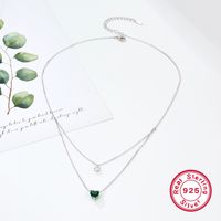 Elegant Simple Style Heart Shape Sterling Silver Plating Inlay Zircon White Gold Plated Double Layer Necklaces main image 4