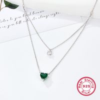 Elegant Simple Style Heart Shape Sterling Silver Plating Inlay Zircon White Gold Plated Double Layer Necklaces main image 5