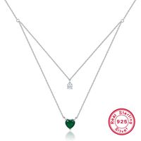 Elegant Simple Style Heart Shape Sterling Silver Plating Inlay Zircon White Gold Plated Double Layer Necklaces main image 3