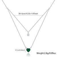 Elegant Simple Style Heart Shape Sterling Silver Plating Inlay Zircon White Gold Plated Double Layer Necklaces main image 2