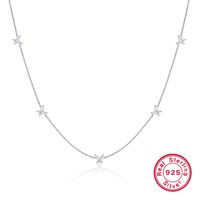 Sterling Silver White Gold Plated Simple Style Shiny Butterfly Inlay Zircon Necklace sku image 1