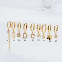 1 Piece Simple Style Star Tassel Flower Inlay Copper Zircon Earrings sku image 1