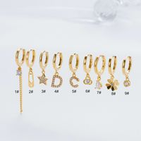 1 Piece Simple Style Star Tassel Flower Inlay Copper Zircon Earrings sku image 7