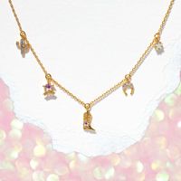 Vintage Style Cactus Hat Boots Copper Plating Inlay Zircon 18k Gold Plated Pendant Necklace sku image 2