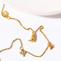 Vintage Style Cactus Hat Boots Copper Plating Inlay Zircon 18k Gold Plated Pendant Necklace main image 4