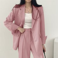 Women's Long Sleeve Blazers Pocket Business Solid Color main image 1