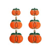1 Pair Exaggerated Funny Novelty Pumpkin Alloy Drop Earrings sku image 5