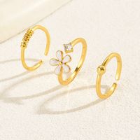 Vacation Simple Style Flower Bow Knot Copper Enamel Plating Inlay Zircon 18k Gold Plated Women's Toe Rings sku image 2