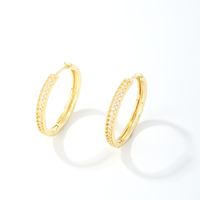 1 Pair Simple Style Geometric Round Plating Inlay Copper Zircon K Gold Plated Hoop Earrings main image 3