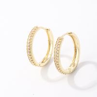 1 Pair Simple Style Geometric Round Plating Inlay Copper Zircon K Gold Plated Hoop Earrings main image 4