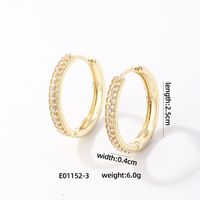 1 Pair Simple Style Geometric Round Plating Inlay Copper Zircon K Gold Plated Hoop Earrings main image 2