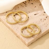 1 Pair Simple Style Geometric Round Plating Inlay Copper Zircon K Gold Plated Hoop Earrings main image 5