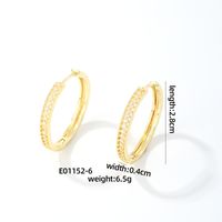 1 Pair Simple Style Geometric Round Plating Inlay Copper Zircon K Gold Plated Hoop Earrings sku image 2