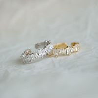 Simple Style Solid Color Copper Plating Inlay Artificial Gemstones White Gold Plated Gold Plated Open Rings main image 3