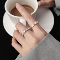 Simple Style Solid Color Copper Plating Inlay Artificial Gemstones White Gold Plated Gold Plated Open Rings main image 5