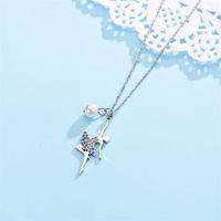 Stainless Steel Imitation Pearl Gold Plated Simple Style Inlay Ballet Girl Zircon Pendant Necklace Necklace main image 5