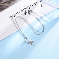 Stainless Steel Imitation Pearl Gold Plated Simple Style Inlay Ballet Girl Zircon Pendant Necklace Necklace main image 3