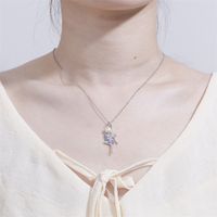 Stainless Steel Imitation Pearl Gold Plated Simple Style Inlay Ballet Girl Zircon Pendant Necklace Necklace main image 2