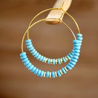 1 Pair Vintage Style Simple Style Round Handmade Plating Alloy Turquoise Earrings main image 6