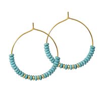 1 Pair Vintage Style Simple Style Round Handmade Plating Alloy Turquoise Earrings main image 2