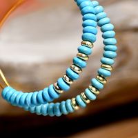 1 Pair Vintage Style Simple Style Round Handmade Plating Alloy Turquoise Earrings main image 3