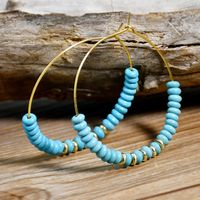 1 Pair Vintage Style Simple Style Round Handmade Plating Alloy Turquoise Earrings main image 5