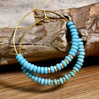 1 Pair Vintage Style Simple Style Round Handmade Plating Alloy Turquoise Earrings main image 4