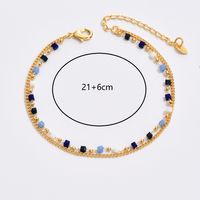 Fairy Style Beach Geometric Square 18k Gold Plated White Gold Plated Glass Copper Wholesale Anklet main image 6