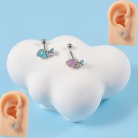 1 Piece Cute Sweet Heart Shape Rhombus Plating Inlay Stainless Steel Artificial Gemstones Ear Studs main image 5