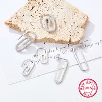 1 Pair Novelty Simple Style Paper Clip Plating Sterling Silver White Gold Plated Earrings main image 1