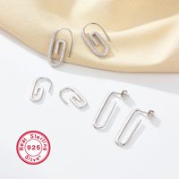 1 Paar Neuheit Einfacher Stil Büroklammer Überzug Sterling Silber Weißgold Plattiert Ohrringe main image 6