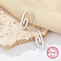 1 Pair Novelty Simple Style Paper Clip Plating Sterling Silver White Gold Plated Earrings main image 5