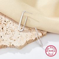 1 Pair Novelty Simple Style Paper Clip Plating Sterling Silver White Gold Plated Earrings main image 3